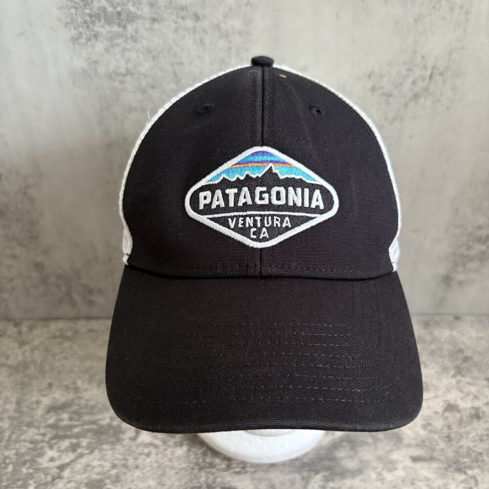 Patagonia Trucker Hat Black SnapBack White Mesh Adjustable Ventura California